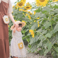 キッズ ポシェット 手編み 春夏 花 子供用 バック ニット 1枚目の画像