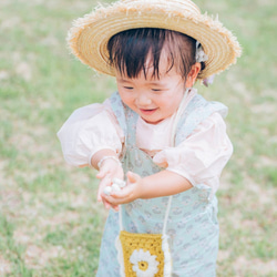 キッズ ポシェット 手編み 春夏 花 子供用 バック ニット 7枚目の画像