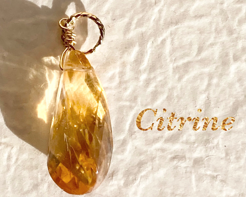 シトリンの三面ツイストペンダントトップC ペンダントトップ