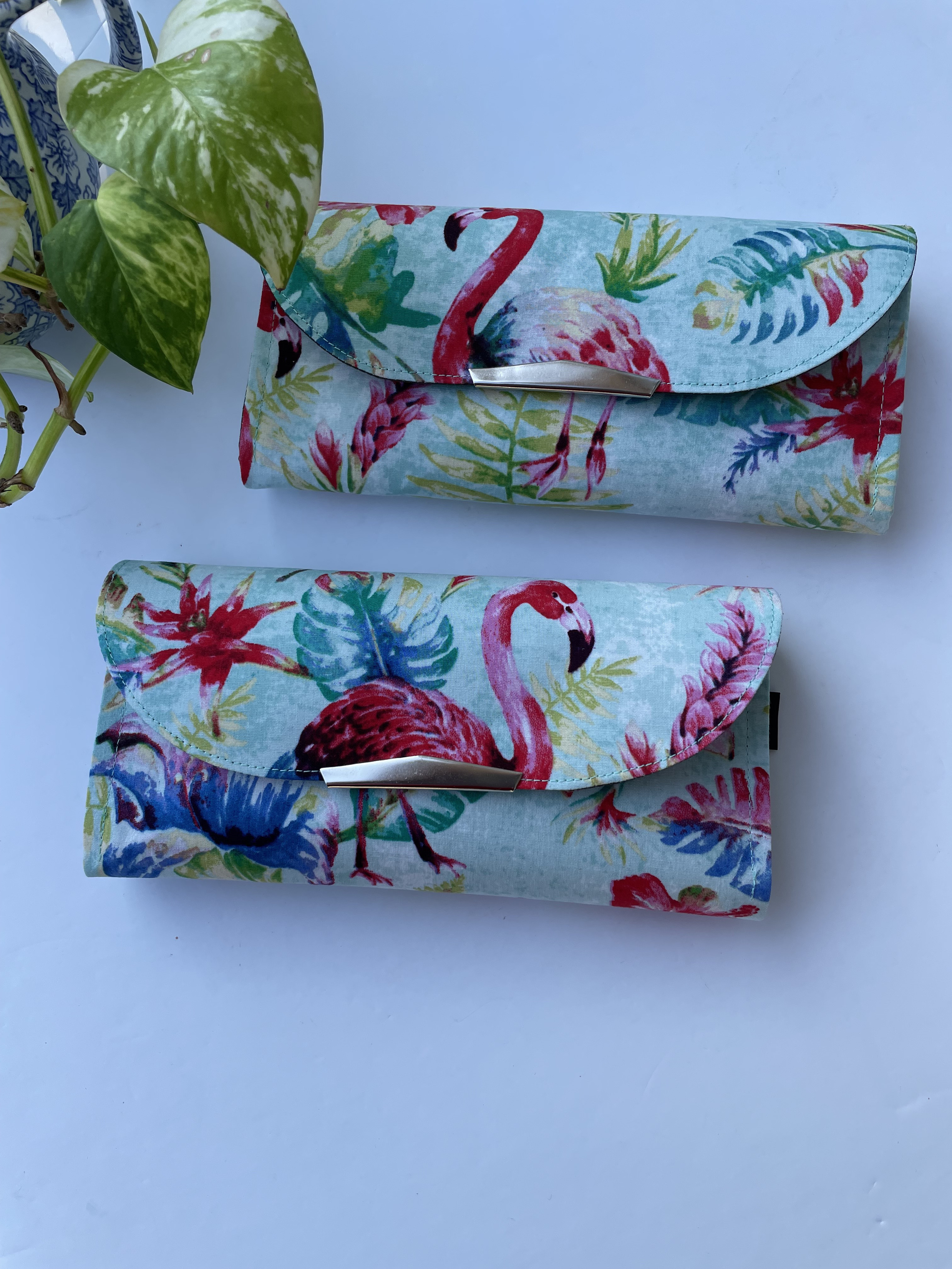 受注製作！フラミンゴ柄の軽い長財布❣️USAコットン⭐︎トロピカル