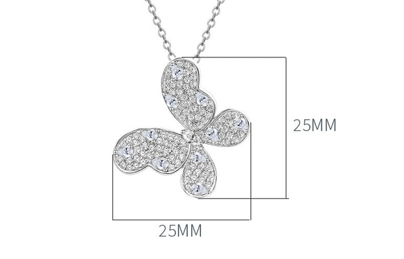 バタフライ ドロップ ネックレス 高炭素ダイヤモンド キラキラ ゴージャス ホワイト 白 レトロ 揺れる 蝶々 シンプル 7枚目の画像
