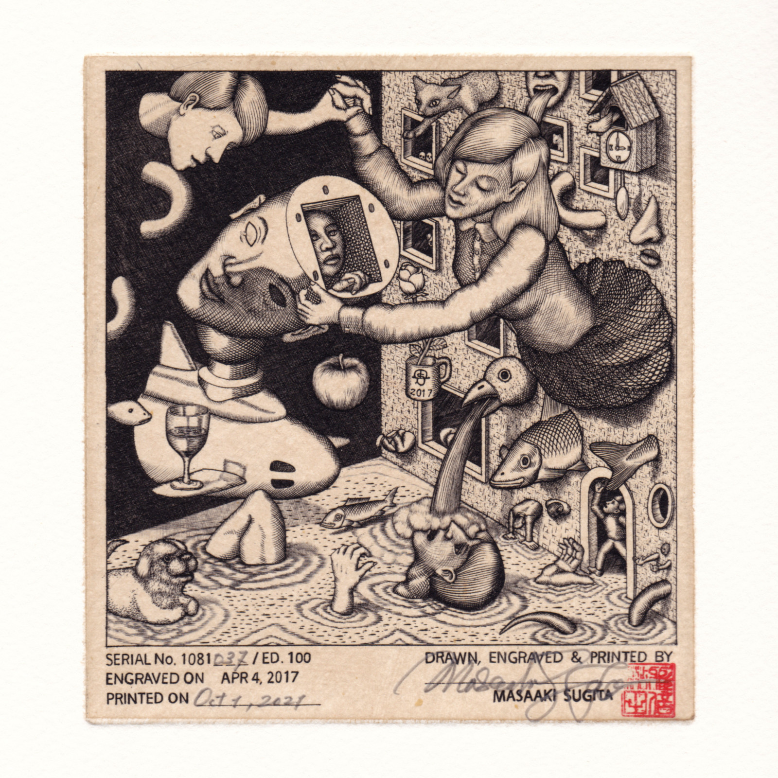 Cuckoo clock, 版画　Hand pulled print, limited edition