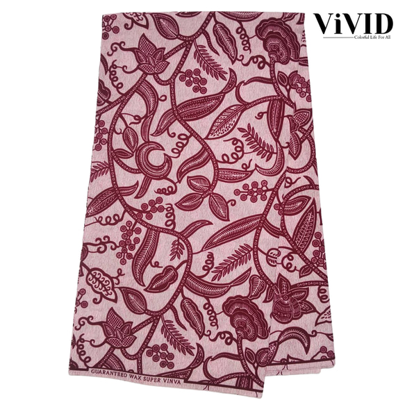 <ViVID>アフリカ布4 90cm×117cm 花柄 ピンク 1枚目の画像