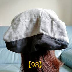 【98】おしゃれ！医療帽子　ケア帽子　バンダナキャップ　室内帽子　治療帽子〈グレー　&チャコール　ダブルガーゼ〉#新作 3枚目の画像