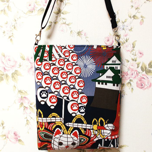 黒ねこ様 リクエスト 3点 まとめ商品お祭りポシェット　祭りワンショルダーバッグ 和柄福ねこ 猫祭り 猫みこし 招き猫ポシェット サコッシュ ポシェット