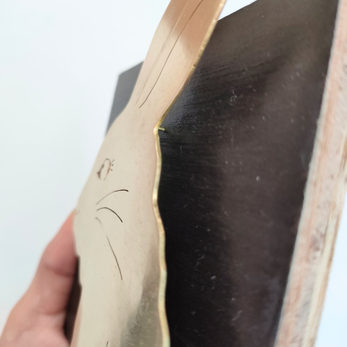 うさぎの横顔 真鍮の切り絵ミニ 立体・オブジェ お絵かき彫金