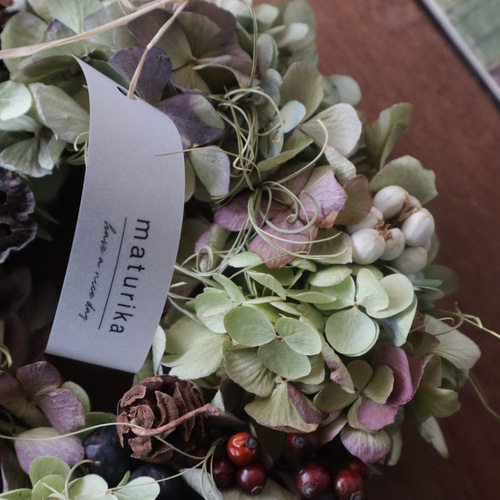 送料無料】Creema限定 秋色アジサイのアンティークリース 秋待ちリース  