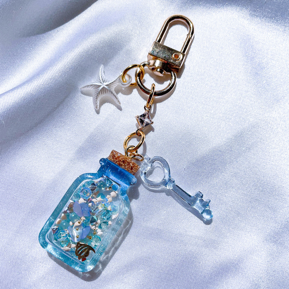 ボトルシェイカー/キーホルダー/瓶/ガラス瓶/海/夏/鍵/クリアカラー