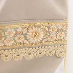 帆布の巾着バッグ×インド刺繍リボン【送料無料】 5枚目の画像