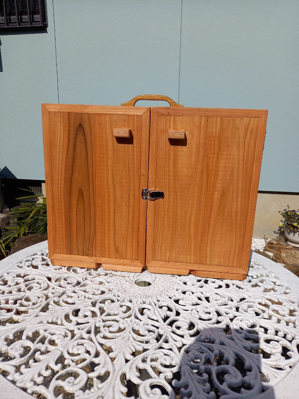 扉付き柿渋塗A3判紙芝居舞台 その他インテリア雑貨 ヒロ工房