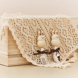 うさぎ　スプーン・フォークセット┃　ウッドフォーク　ウッドスプーン　韓国インテリア　木製カトラリー　ミニフォーク　 3枚目の画像
