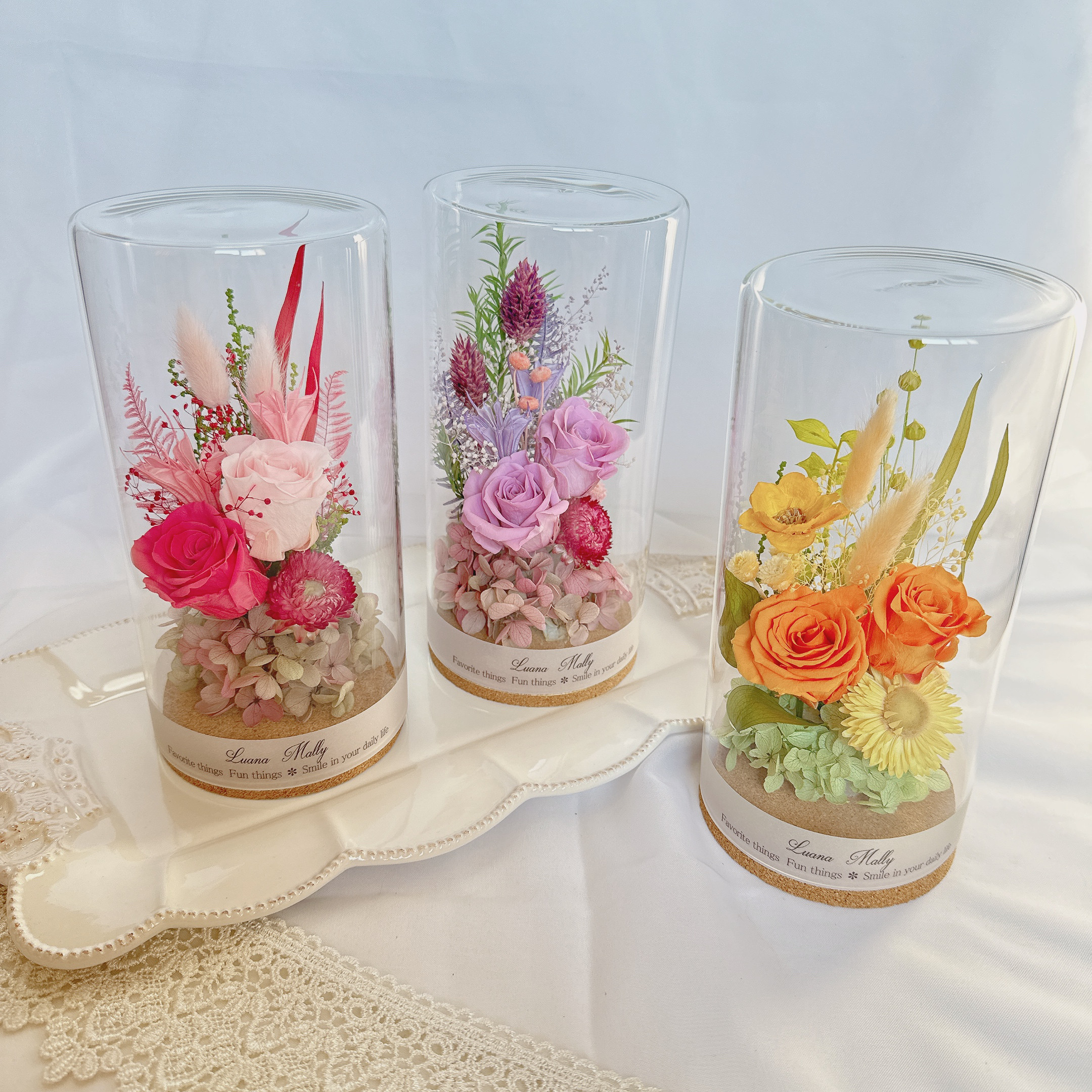 【ボトルフラワー Ｌサイズ 】上品な薔薇 プリザーブドフラワー 誕生日 結婚祝 両親贈呈 記念日 還暦 古希 喜寿 退職