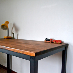Work table walnut color iron leg 3枚目の画像