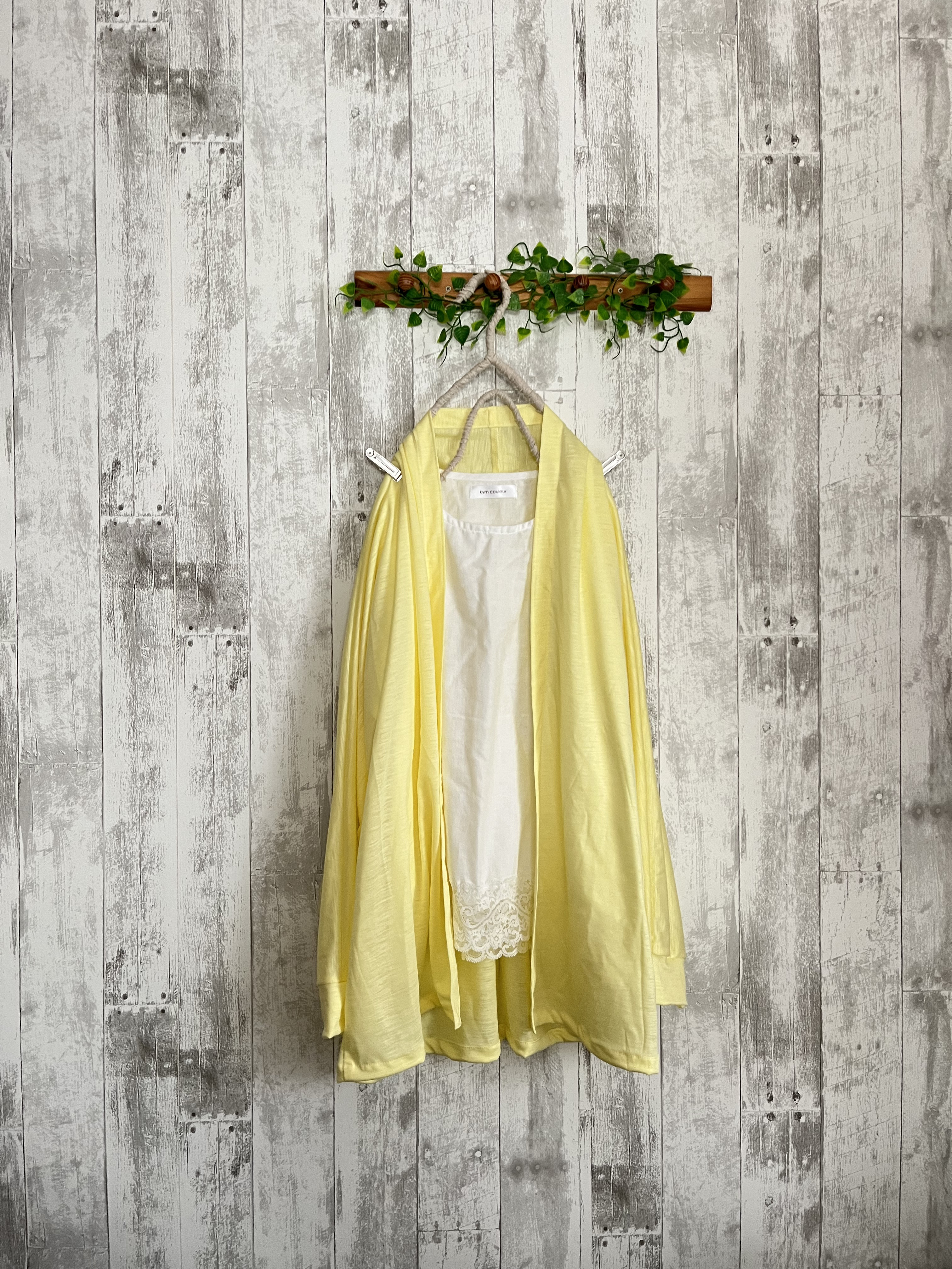 綺麗色イエローさらさらリネンニット100%ローブドルマンカーディガン