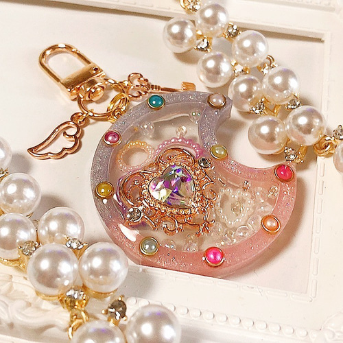 Rei様お取り置きです。Ｎｏ．66 ハート キーホルダー レジン とんぼ玉 魔法少女マジカルプリンセス◇ハートシェイカー シャカシャカ