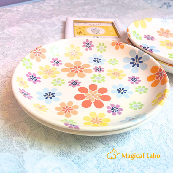 レトロなフラワープレート大・中☆2種＊白磁＊磁器＊陶器＊お皿 大皿