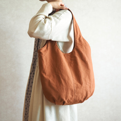 育てる帆布の２wayトートバッグ レンガ色/A4対応 大容量　受注生産 18枚目の画像