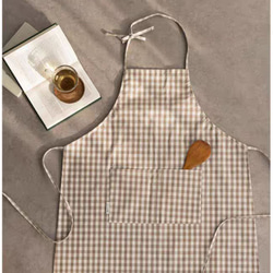 カーキ　チェック　防水　綿　ポケット付き　ワンピース　レディースエプロン　 6枚目の画像