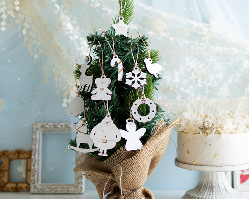 クリスマス⌇オーナメント, 木製「Happy Holidays!」／サンタクロース