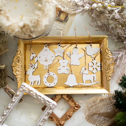 クリスマス⌇オーナメント, 木製「Happy Holidays!」／サンタクロース