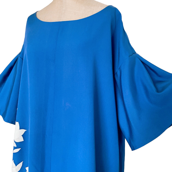 特別な日の"スカイブルーワンピ " ゆったり 着物リメイク ワンピース 衣装 雅楽 青 フリーサイズ  (Ｊ5706) 9枚目の画像