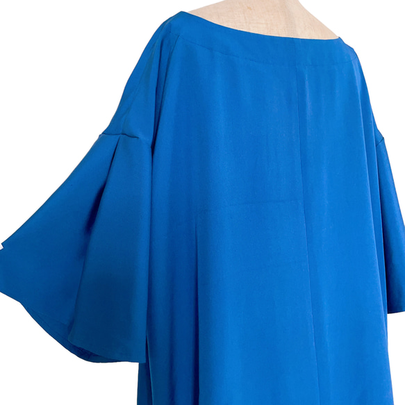 特別な日の"スカイブルーワンピ " ゆったり 着物リメイク ワンピース 衣装 雅楽 青 フリーサイズ  (Ｊ5706) 10枚目の画像