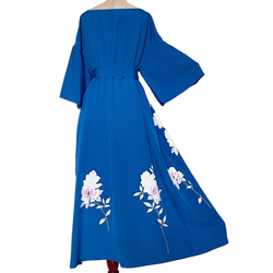 特別な日の"スカイブルーワンピ " ゆったり 着物リメイク ワンピース 衣装 雅楽 青 フリーサイズ  (Ｊ5706) 2枚目の画像