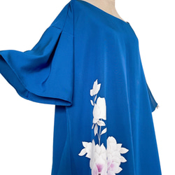 特別な日の"スカイブルーワンピ " ゆったり 着物リメイク ワンピース 衣装 雅楽 青 フリーサイズ  (Ｊ5706) 6枚目の画像