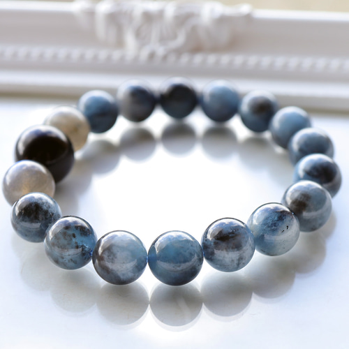 レア■超大玉■両面美シラー■ブラック系■天然石ラブラドライト約20.77㍉ブレス GOLD STONE ブラック ラブラドライト ブレスレット 7.5mm AAA