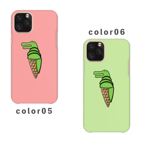 ワニ ソフトクリーム アイス イラスト 全機種対応スマホケース 背面型 