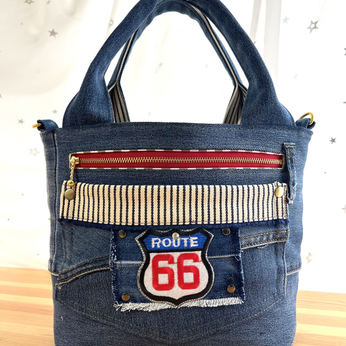 デニムリメイクバッグNo.346☆トートバッグ ショルダーバッグに