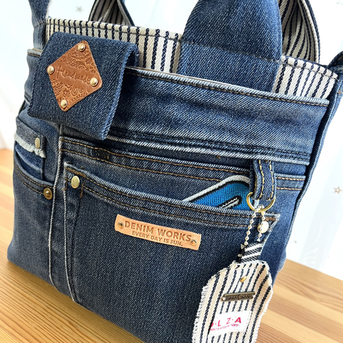 デニムリメイクバッグNo.346☆トートバッグ ショルダーバッグに