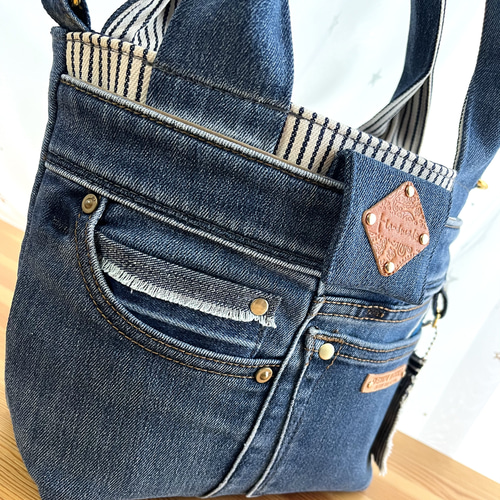 デニムリメイクバッグNo.346☆トートバッグ ショルダーバッグに
