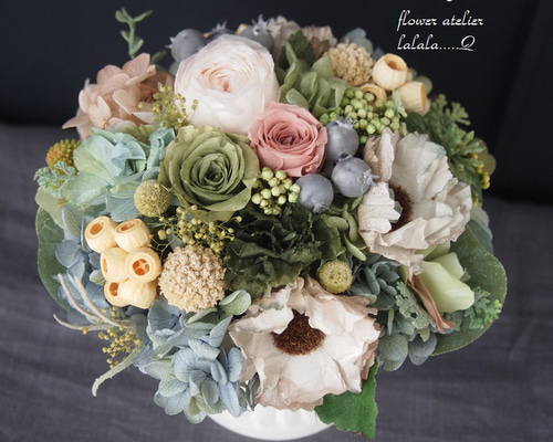 プリザーブドフラワーアレンジメント♡ ブリキのフラワーアレンジメント/プリザーブドフラワー