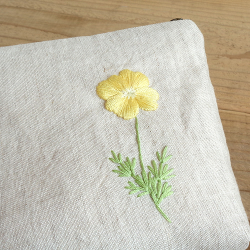 ポピー刺繍のリネンポーチ【受注生産】 ポーチ Heart being 通販