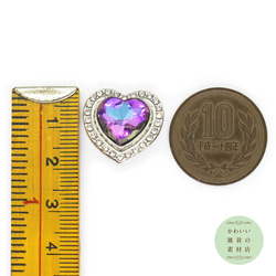 【再販】20mmブルーパープルのハート型ラインストーンとクリスタルラインストーンの銀古美スナップボタン#BUS-0036 3枚目の画像