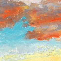 【原画1点限り】夕方の山と雲 小さなパステル画 2枚目の画像