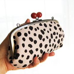 ダルメシアン柄親子がま口長財布／お財布ポシェット/お財布ショルダー