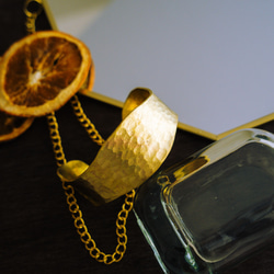 【再入荷】槌目 真鍮バングル（幅広・平打ち）｜大人の秋アクセサリー 送料無料  BB004 5枚目の画像