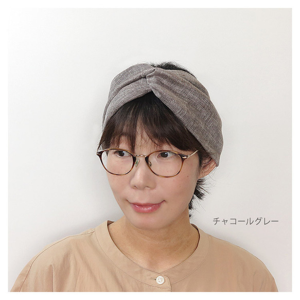 ボリュームのある近江リネンのクロスヘアバンド～Cross Hairband (Oumi Linen)～ 3枚目の画像