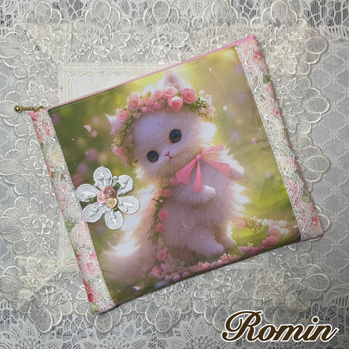うさぎと花パネル生地 ハンドメイド