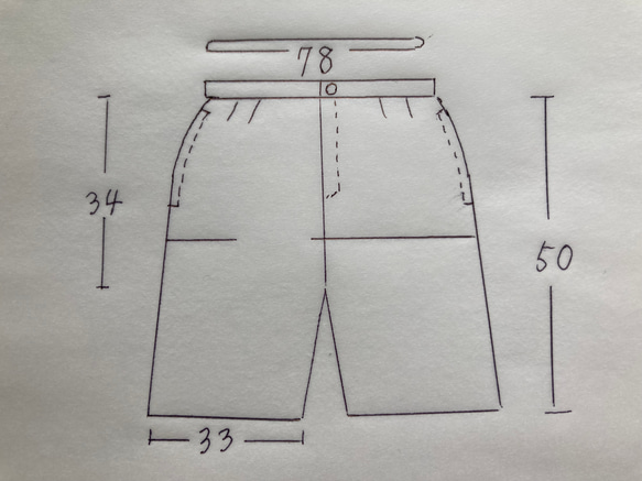 ショートパンツ　濃紺リネン 3枚目の画像