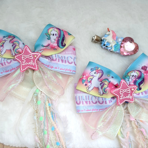 ユニコーン♡ハンドメイド商品♡ベビーヘアクリップ ヘアゴム