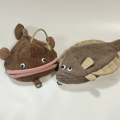 ひー様オーダー分です！□チョウチンアンコウポーチ & ヒラメ