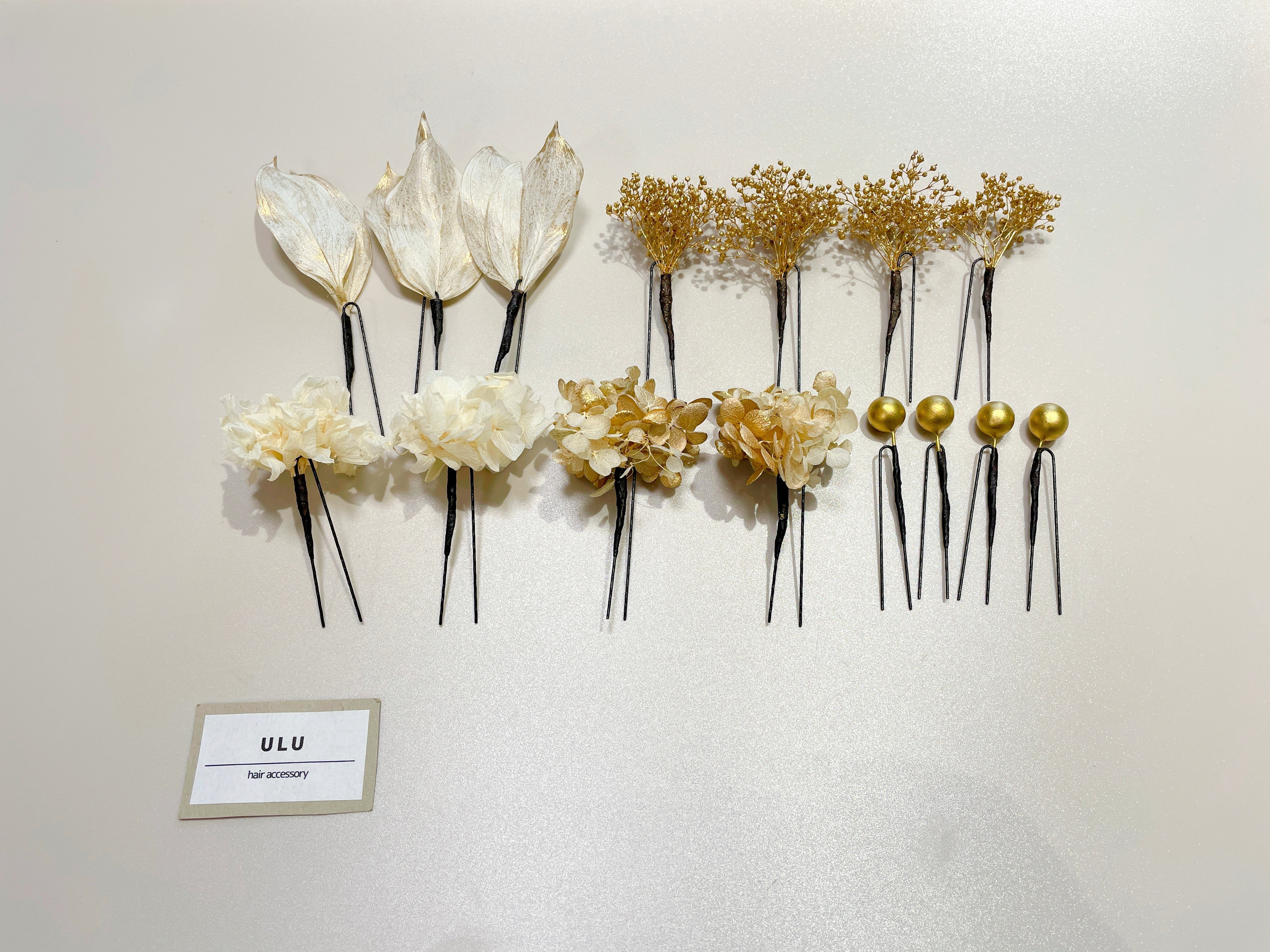 ドライフラワー ヘッドドレス ゴールド 和装 髪飾り 成人式 ブライダル ウェディング 結婚式 卒業式 振袖 袴 リーフ