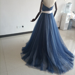 豪華！ カラードレス 青/ブルー キラキラチュール 結婚式/披露宴 4枚目の画像