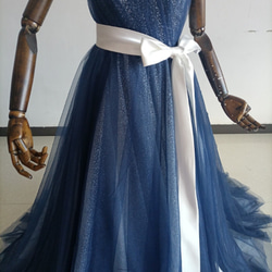 豪華！ カラードレス 青/ブルー キラキラチュール 結婚式/披露宴 3枚目の画像