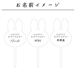 お名前入りケーキトッパー〔03/うさぎ〕 ウサギ ラビット 名入れ 誕生日 バースデー パーティ アクリル 9枚目の画像