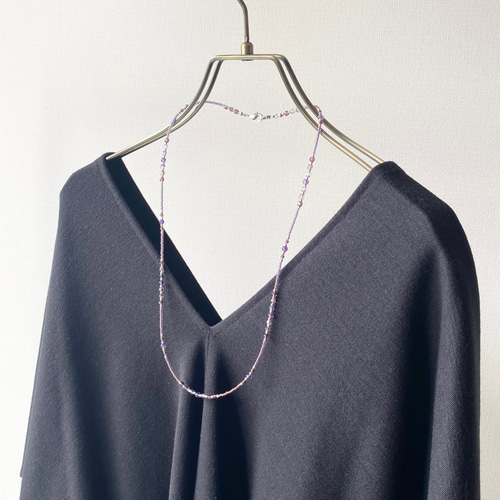 ♪613❤️ 天然石　アメジスト　細石　花　マスクチェーン ♪613❤️ 天然石 アメジスト 細石 花 マスクチェーン ♪613