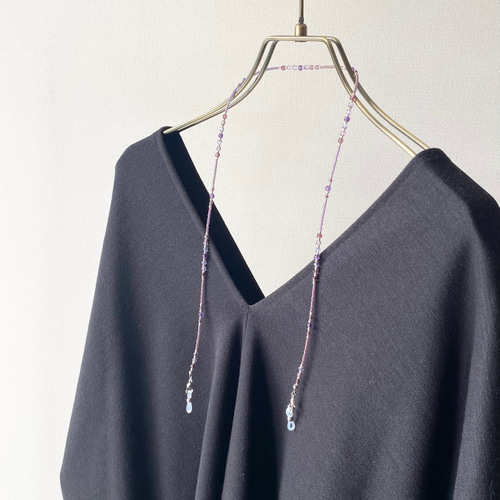 秋色紫❇︎アメジストとグラスビーズのマスクストラップ／ネックレス